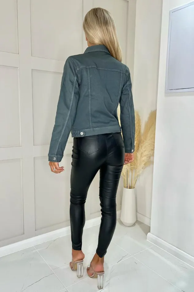 AX Paris Slate Grey Lightweight Denim Jacket Women Coats and Jackets