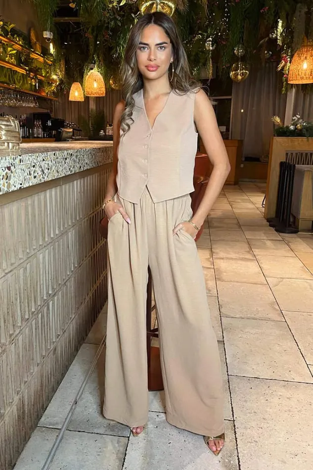 AX Paris Stone Button Front Tailored Waistcoat Women Tops