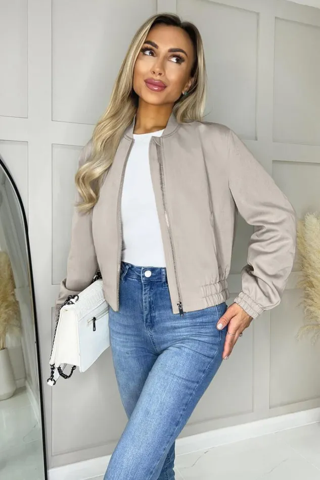 AX Paris Stone Lightweight Cotton Bomber Jacket Women Coats and Jackets