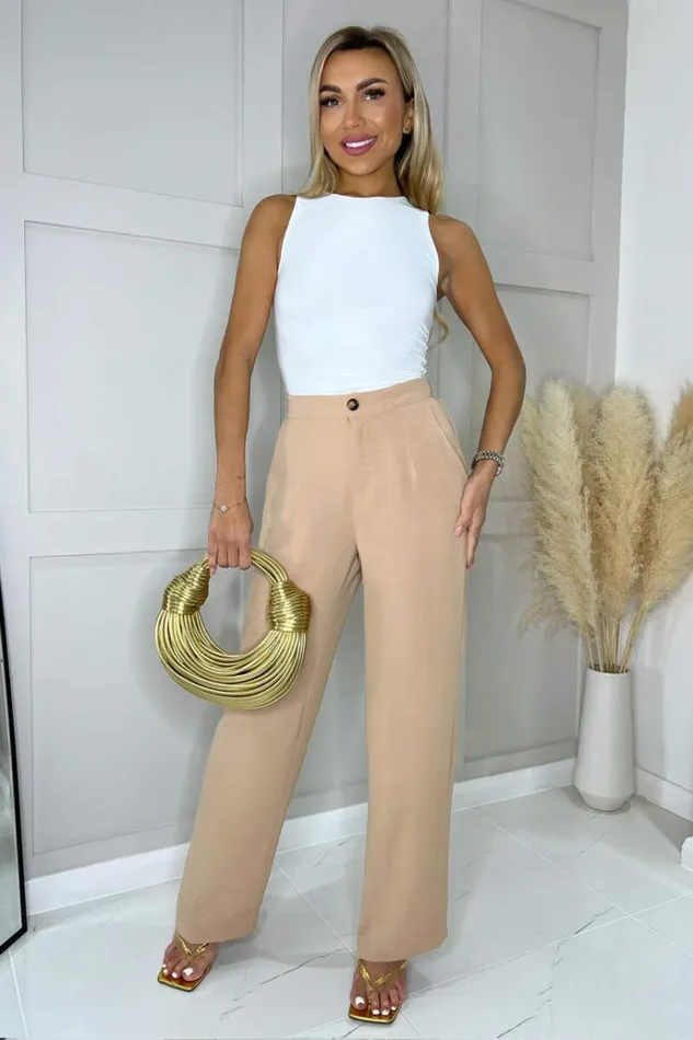 AX Paris Stone Straight Leg Trousers Women Trousers and Leggings