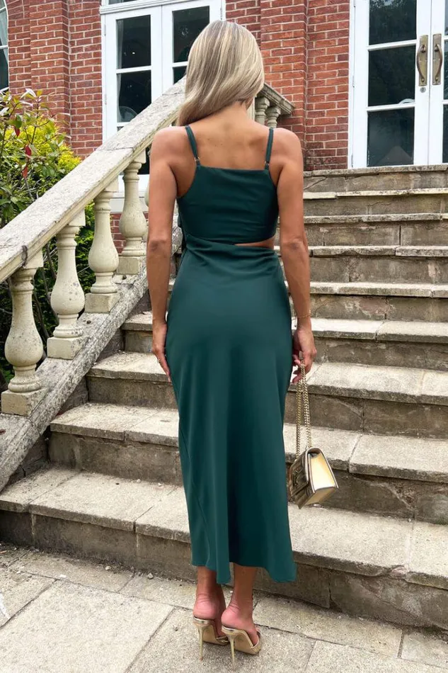AX Paris Teal Asymmetric Cut Out Midi Dress Women Dresses