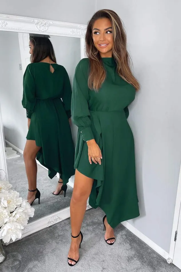 AX Paris Teal High Low Skirt Midi Dress Women Dresses