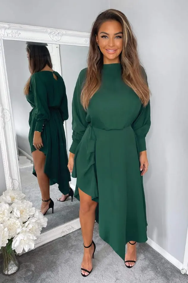 AX Paris Teal High Low Skirt Midi Dress Women Dresses