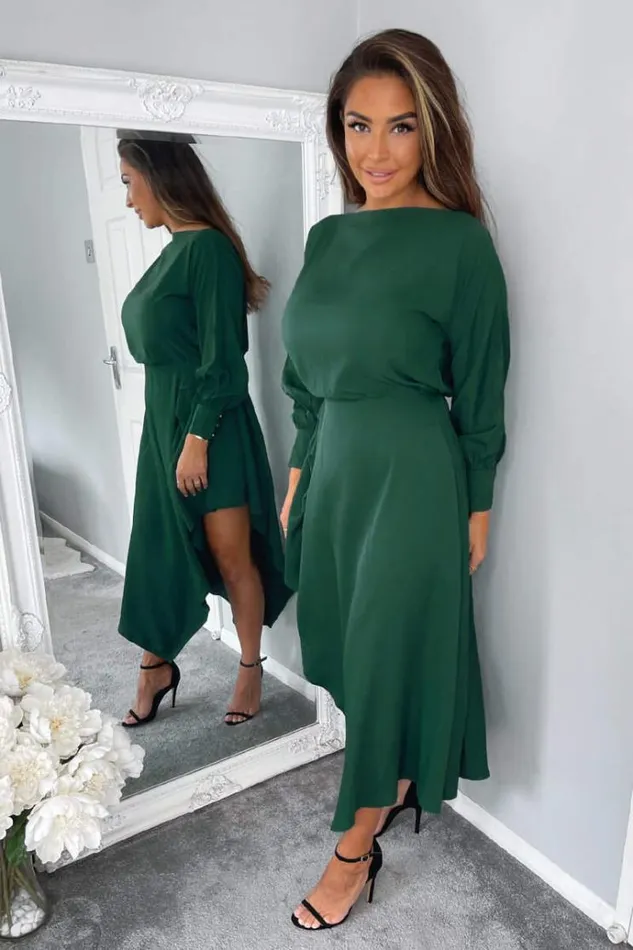 AX Paris Teal High Low Skirt Midi Dress Women Dresses