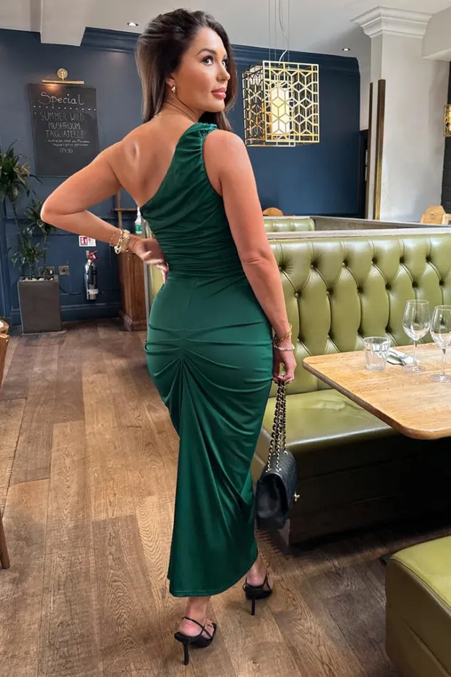 AX Paris Teal One Shoulder Knot Skirt Midi Dress Women Dresses