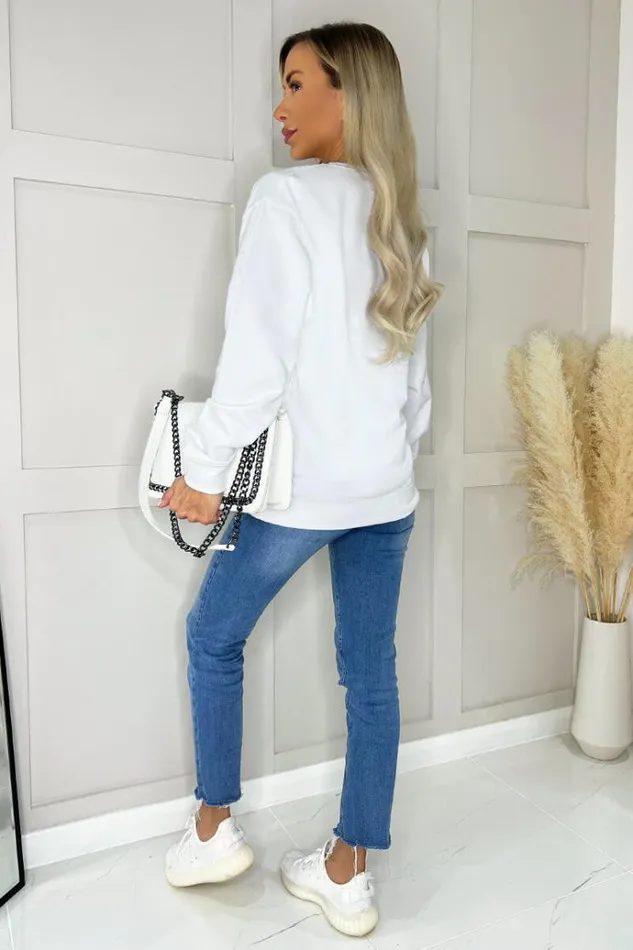 AX Paris White Coco Gold Slogan Sweatshirt Women Loungewear