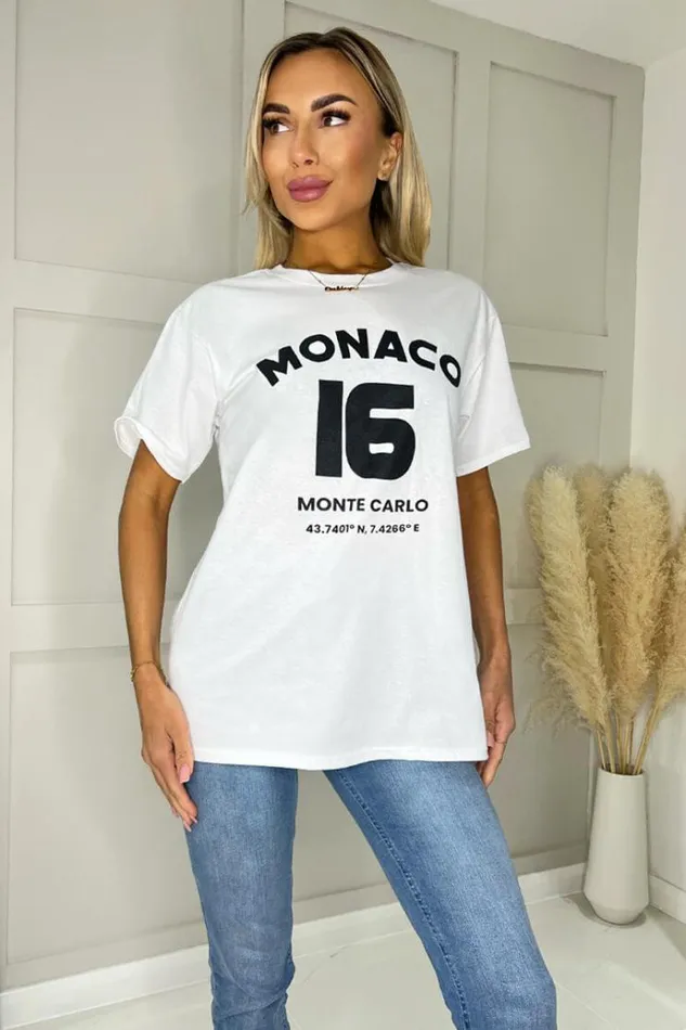 AX Paris White Monaco Slogan TShirt Women Tops