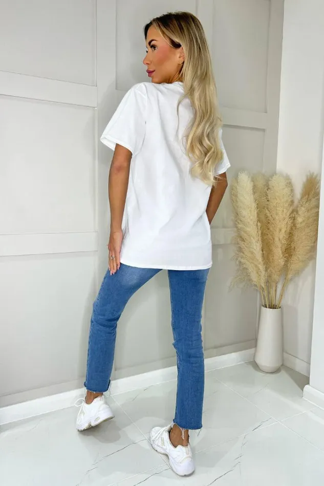AX Paris White Monaco Slogan TShirt Women Tops