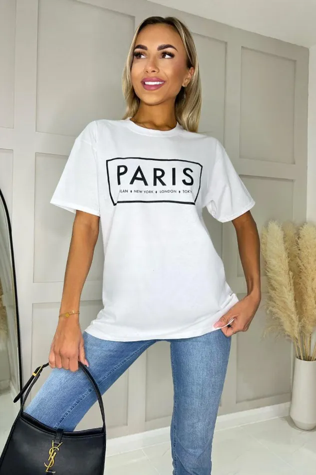 AX Paris White Paris Slogan TShirt Women Tops