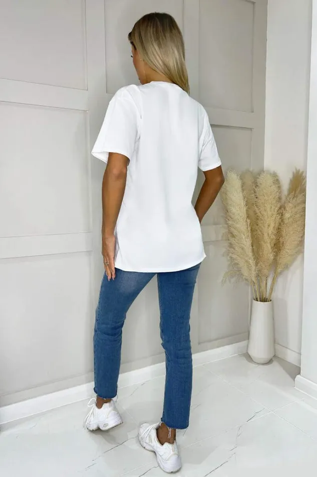 AX Paris White USA Slogan T Shirt Women Tops