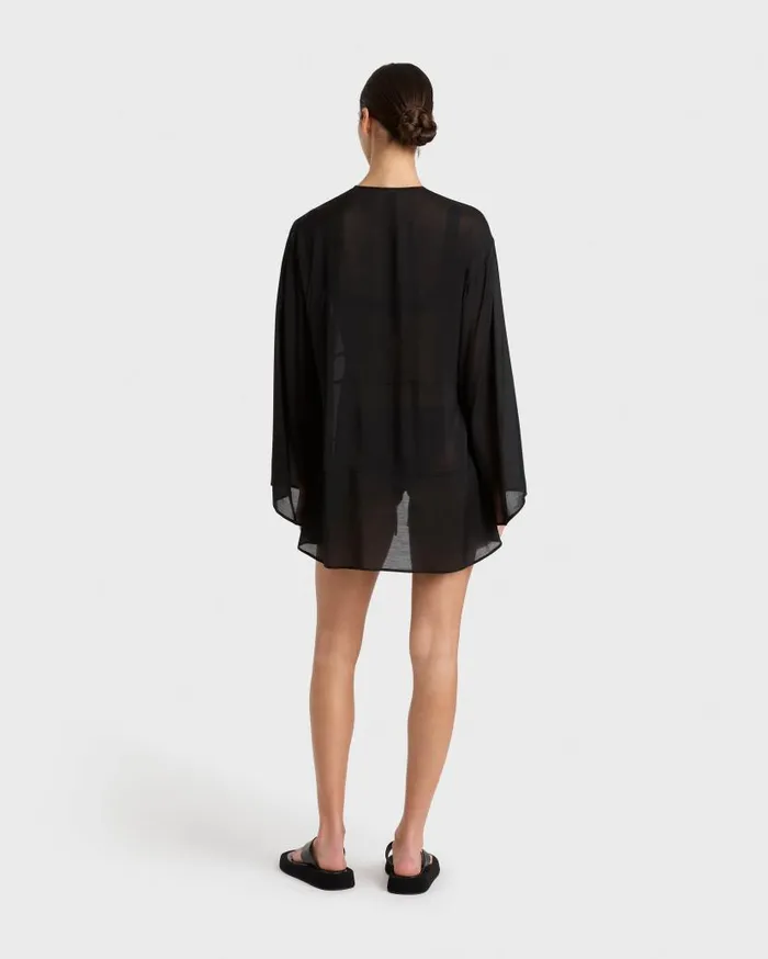 BONDI BORN Cover Ups Cremona Tie Front Mini Coverup 8211 Black 8211 Women