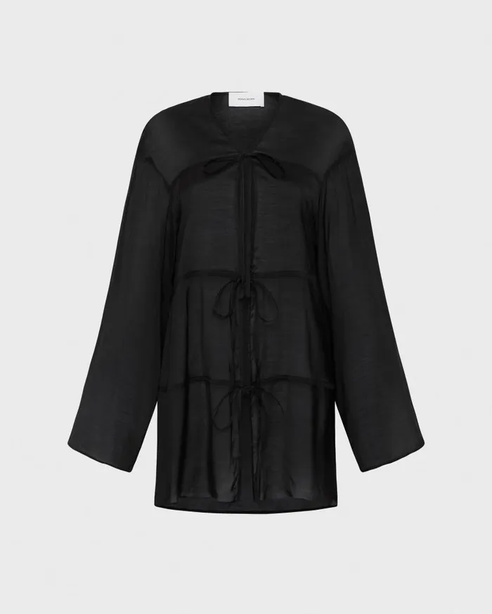 BONDI BORN Cover Ups Cremona Tie Front Mini Coverup 8211 Black 8211 Women
