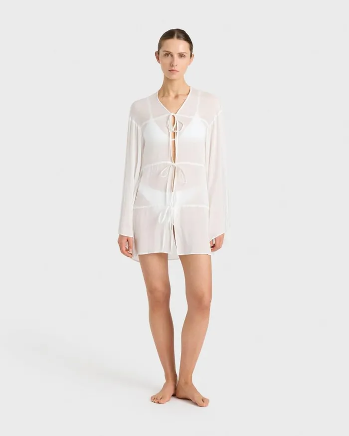BONDI BORN Cover Ups Cremona Tie Front Mini Coverup 8211 White 8211 Women