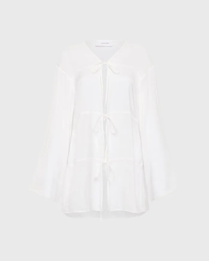 BONDI BORN Cover Ups Cremona Tie Front Mini Coverup 8211 White 8211 Women
