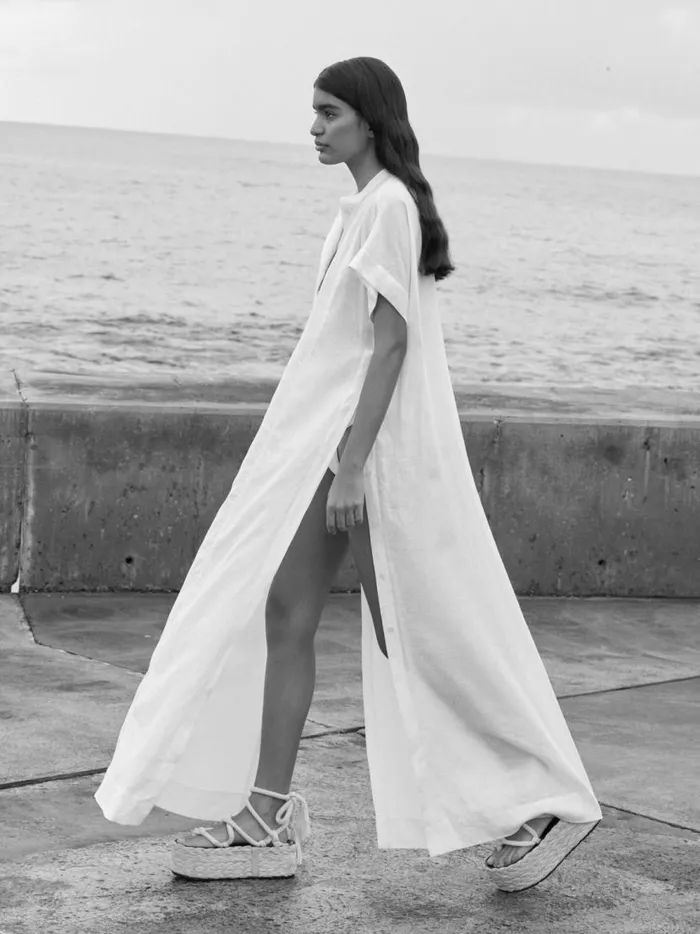 BONDI BORN Cover Ups Leiden Caftan Dress 8211 White 8211 Women