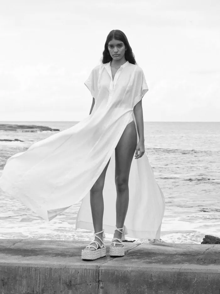 BONDI BORN Cover Ups Leiden Caftan Dress 8211 White 8211 Women
