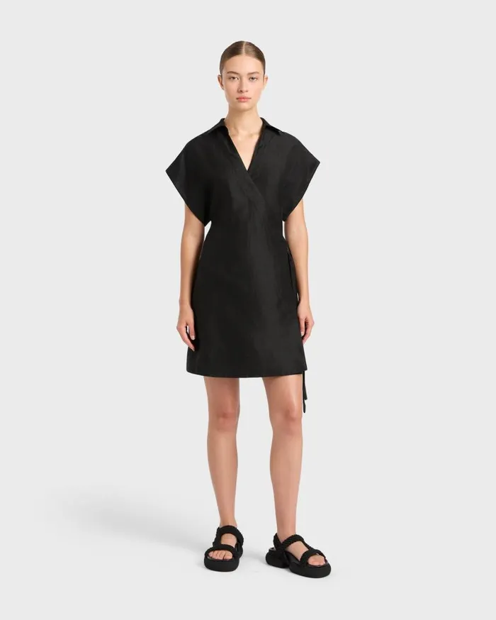 BONDI BORN Dresses Bormio Wrap Mini Dress 8211 Black 8211 Women
