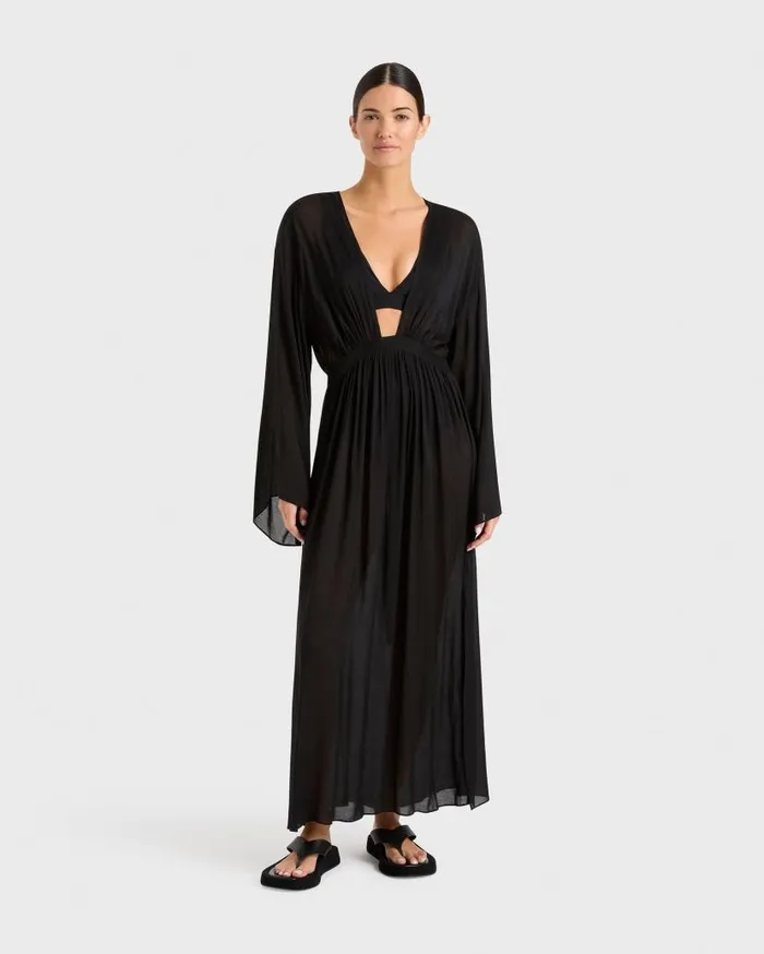 BONDI BORN Dresses Cremona Plunge Front Maxi Coverup 8211 Black 8211 Women