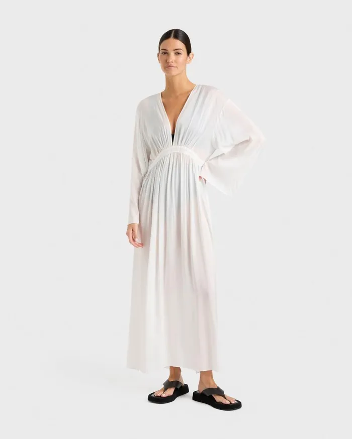 BONDI BORN Dresses Cremona Plunge Front Maxi Coverup 8211 White 8211 Women
