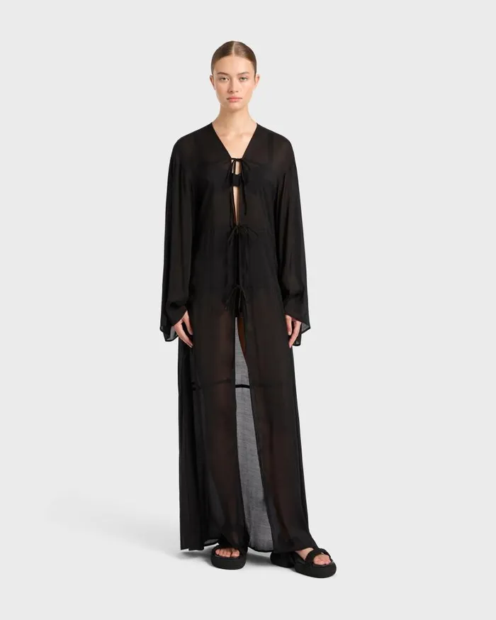 BONDI BORN Dresses Cremona TieFront Maxi Coverup 8211 Black 8211 Women