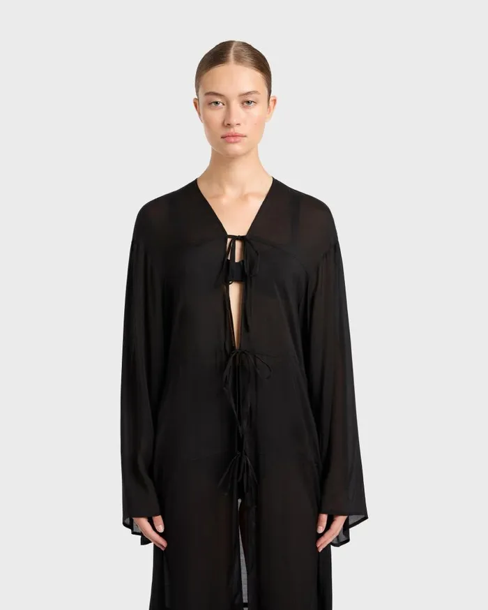 BONDI BORN Dresses Cremona TieFront Maxi Coverup 8211 Black 8211 Women