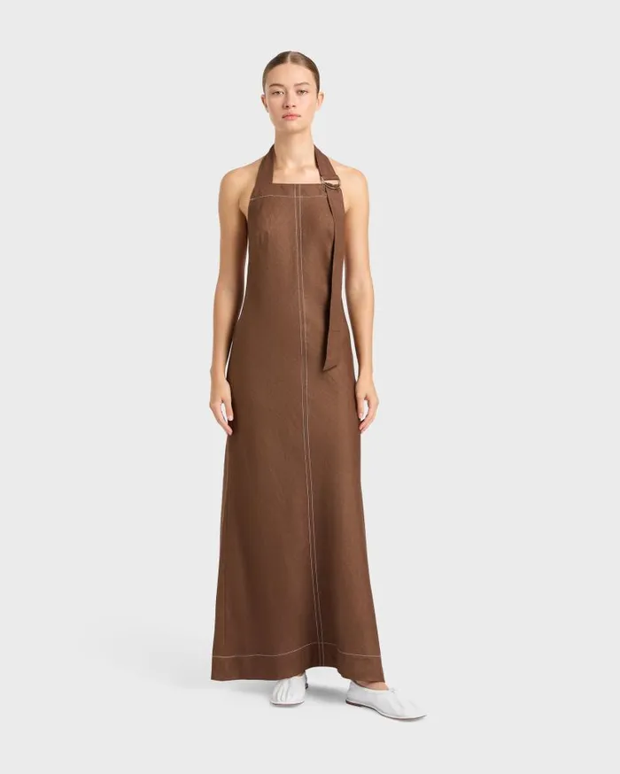 BONDI BORN Dresses Delphi Bias Maxi Dress 8211 Cocoa 8211 Women