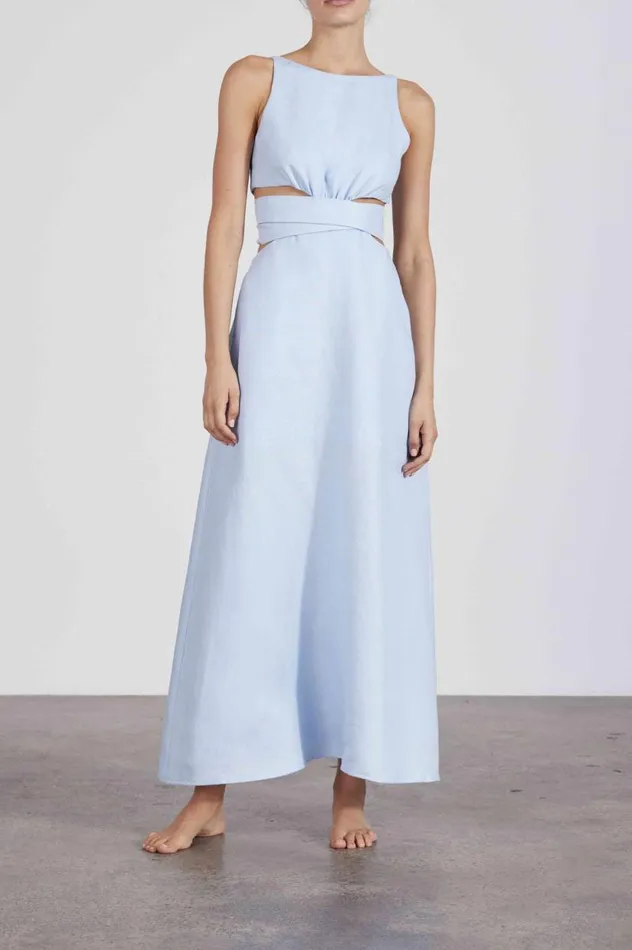 BONDI BORN Dresses Delphi Comino Linen Dress 8211 Arctic 8211 Women