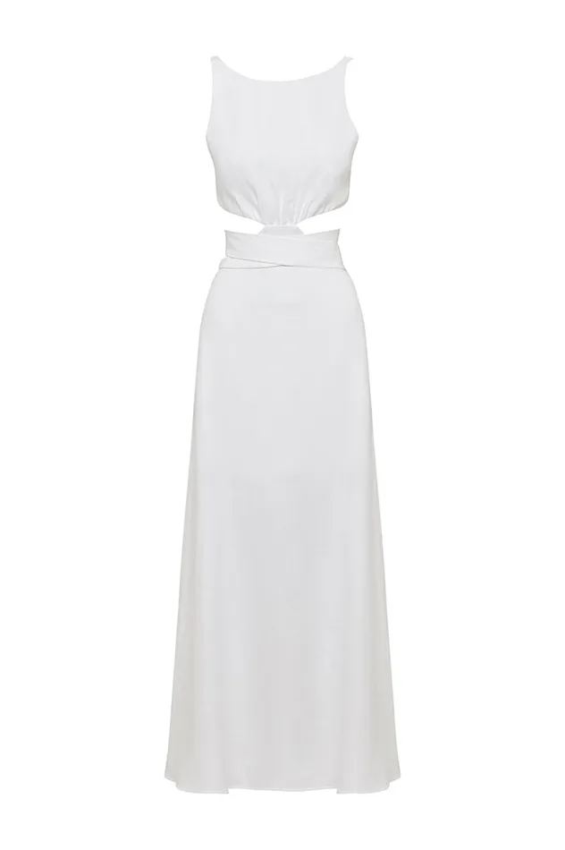 BONDI BORN Dresses Delphi Comino Linen Dress 8211 White 8211 Women