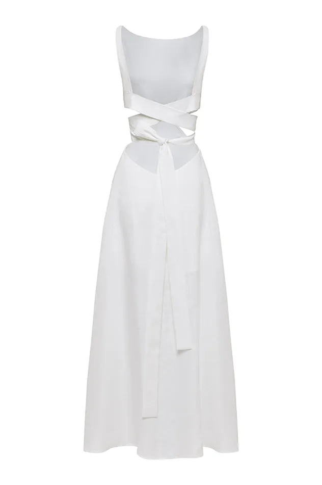 BONDI BORN Dresses Delphi Comino Linen Dress 8211 White 8211 Women
