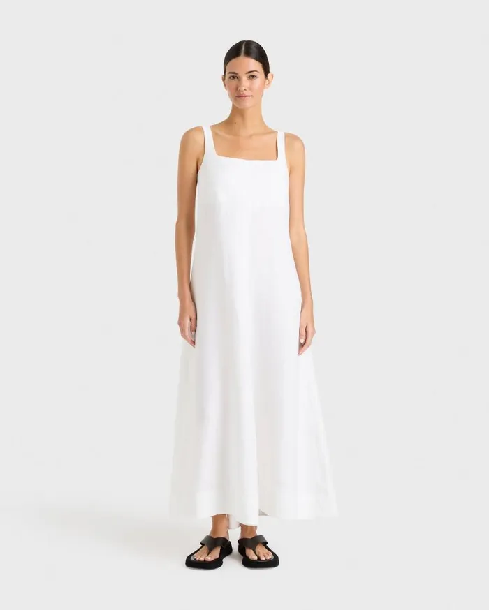 BONDI BORN Dresses Delphi Flared Maxi Dress 8211 White 8211 Women