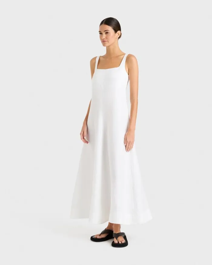 BONDI BORN Dresses Delphi Flared Maxi Dress 8211 White 8211 Women