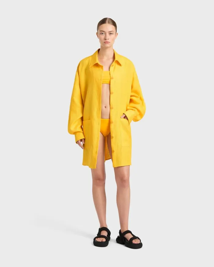 BONDI BORN Dresses Delphi Oversize Shirt Dress 8211 Daffodil 8211 Women