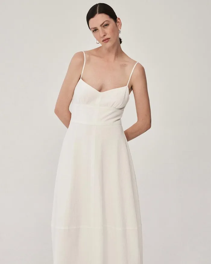 BONDI BORN Dresses Hastings Organic Cotton Midi Dress 8211 White 8211 Women