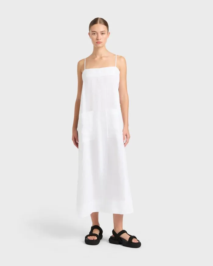 BONDI BORN Dresses Leiden Side Button Cami Dress 8211 White 8211 Women