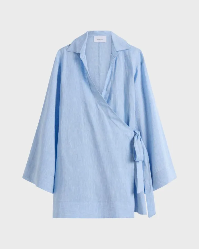 BONDI BORN Dresses Leiden Wrap Mini Dress 8211 Sky 8211 Women BONDI BORN Dresses Leiden Wrap Mini Dress 8211 Sky 8211 Women