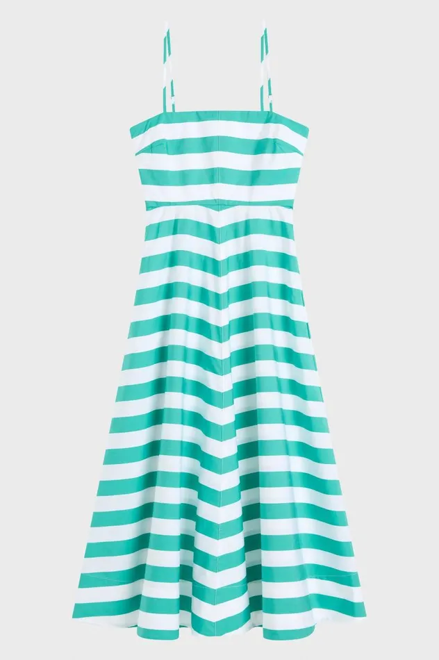 BONDI BORN Dresses Leon Flared Dress 8211 Emerald Stripe 8211 Women