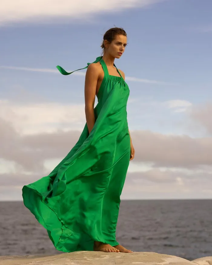 BONDI BORN Dresses Marfa Halter Maxi Dress 8211 Kelly 8211 Women