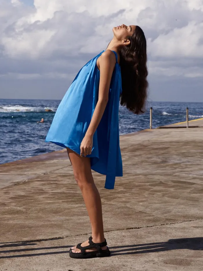 BONDI BORN Dresses Marfa Silk Mini Dress 8211 Cerulean 8211 Women