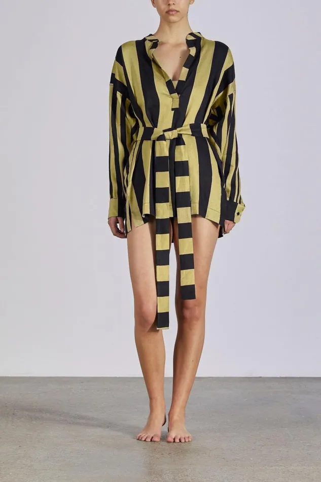 BONDI BORN Dresses Maroma Short Kaftan 8211 Apple Stripe 8211 Women