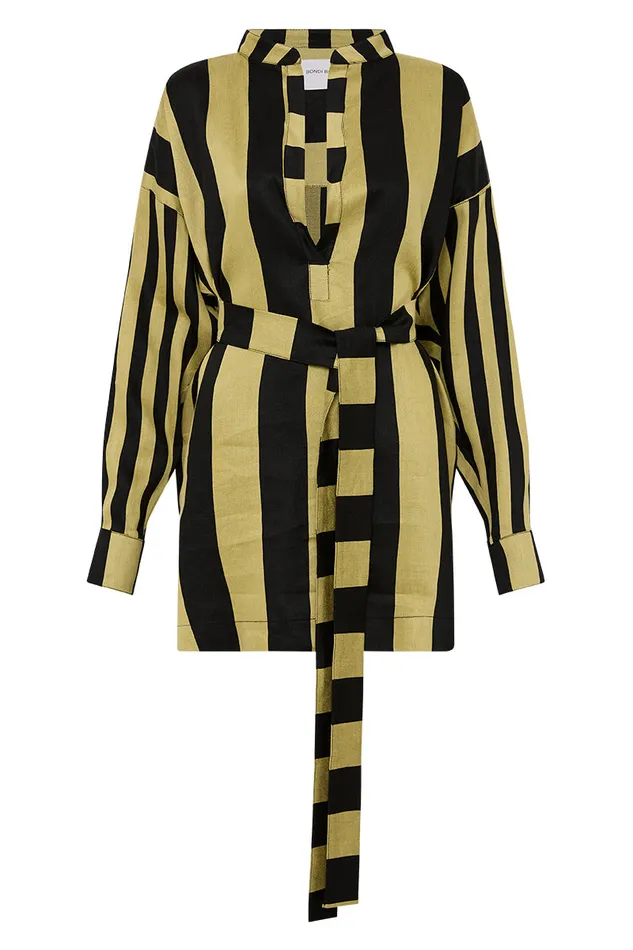 BONDI BORN Dresses Maroma Short Kaftan 8211 Apple Stripe 8211 Women