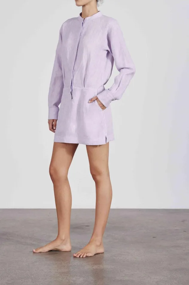 BONDI BORN Dresses Menton Organic Linen Mini 8211 Thistle 8211 Women