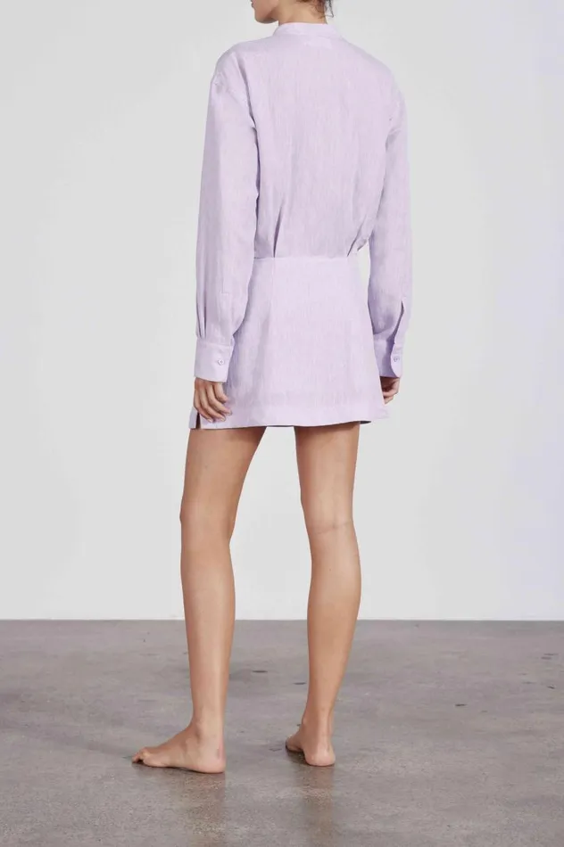 BONDI BORN Dresses Menton Organic Linen Mini 8211 Thistle 8211 Women