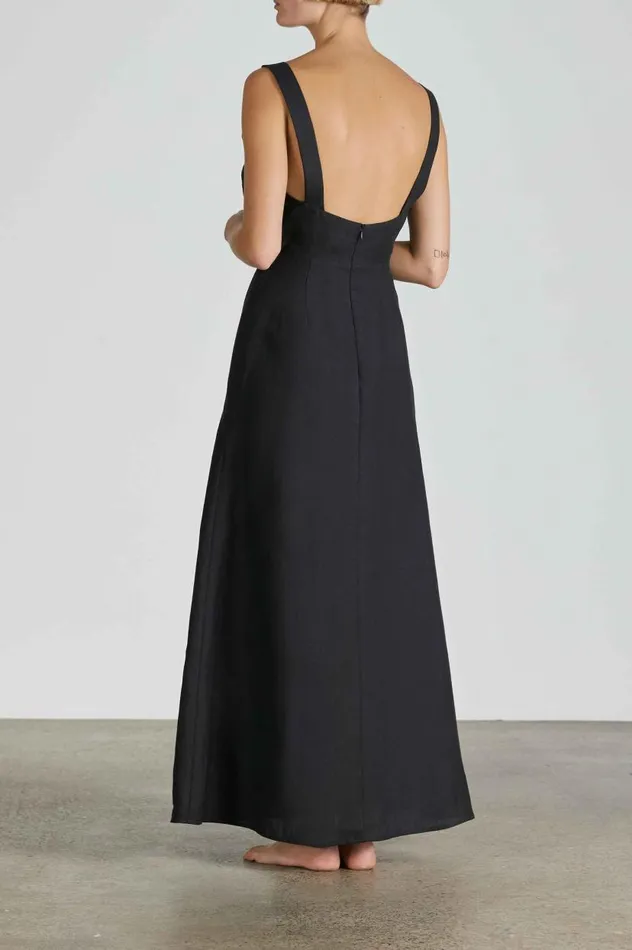 BONDI BORN Dresses Tobago Organic Linen Dress 8211 Black 8211 Women