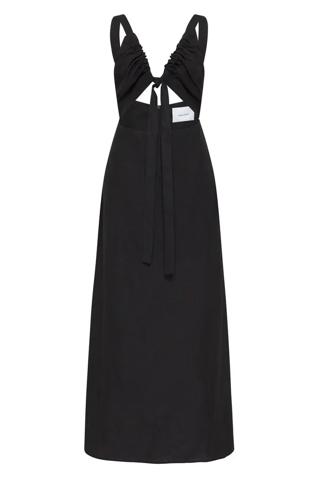 BONDI BORN Dresses Tobago Organic Linen Dress 8211 Black 8211 Women