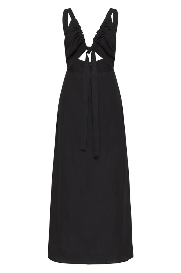 BONDI BORN Dresses Tobago Organic Linen Dress 8211 Black 8211 Women