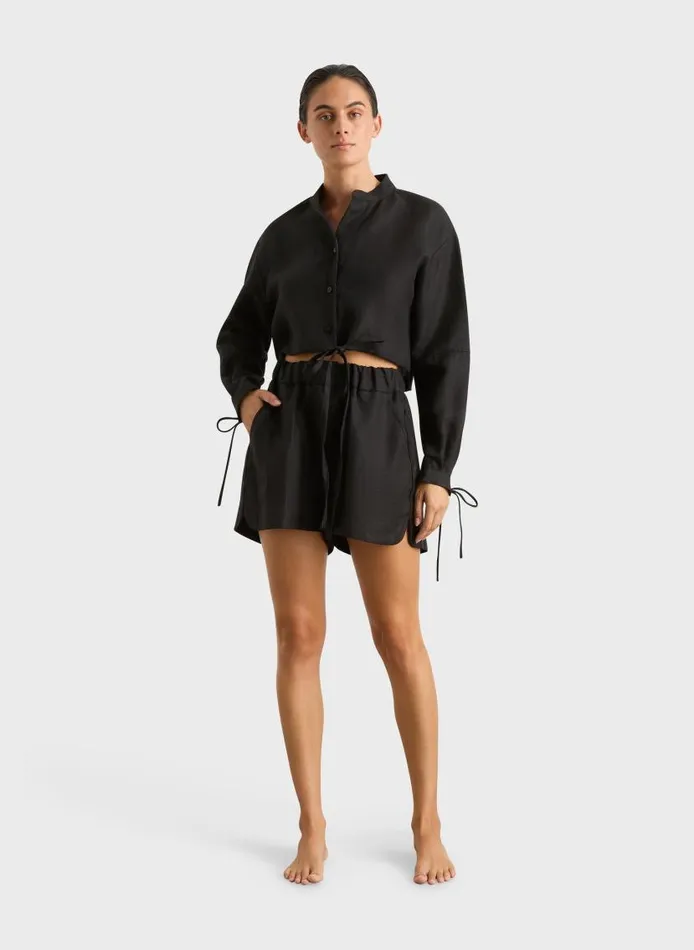 BONDI BORN Matching Separates Delphi Tie Shirt 8211 Black 8211 Women
