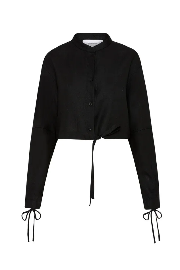 BONDI BORN Matching Separates Delphi Tie Shirt 8211 Black 8211 Women