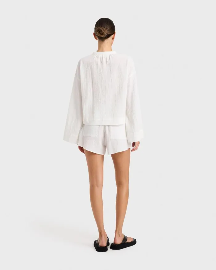 BONDI BORN Matching Separates Hastings Organic Cotton Relaxed Sleeve Top 8211 White 8211 Women
