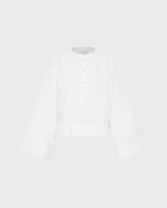 BONDI BORN Matching Separates Hastings Organic Cotton Relaxed Sleeve Top 8211 White 8211 Women