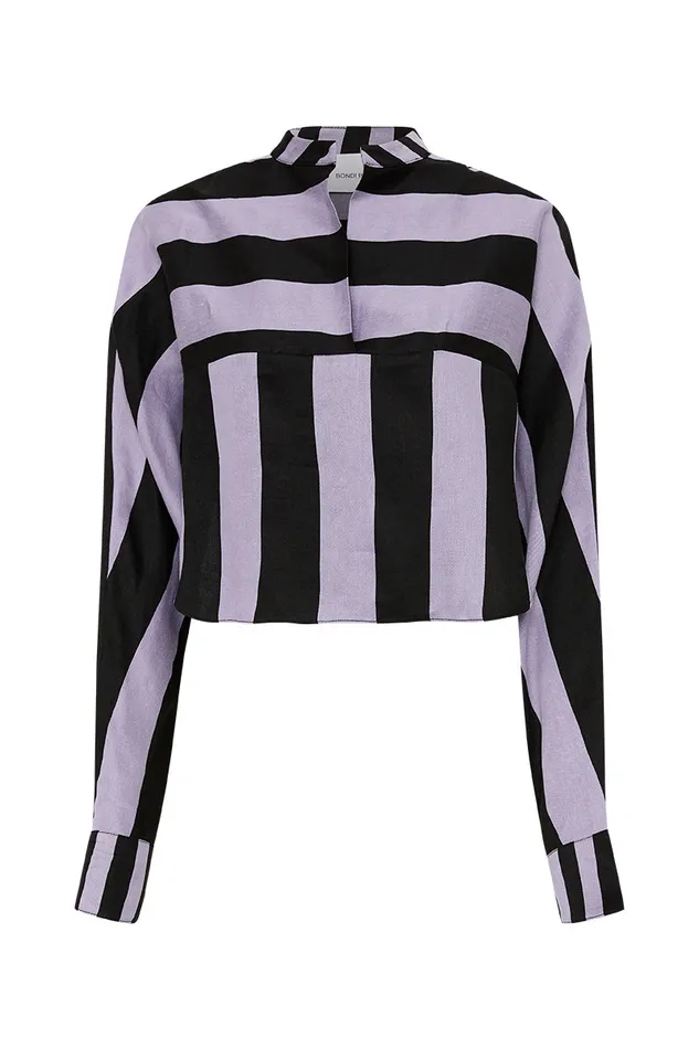 BONDI BORN Matching Separates Ios Shirt 8211 Purple Stripe 8211 Women